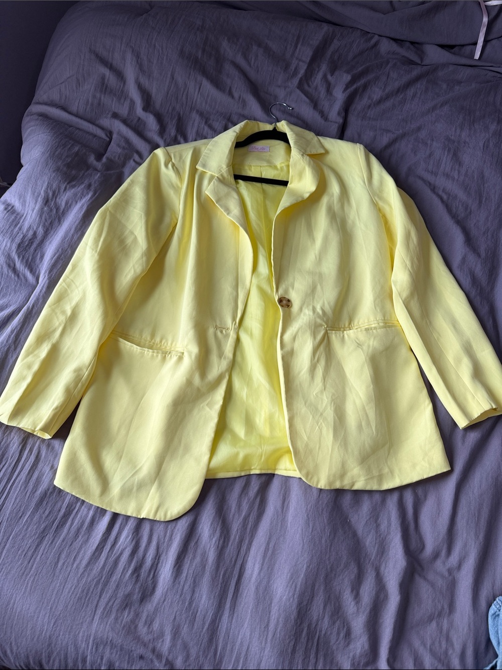 Pink Lily Lemon Yellow Single-Button Blazer